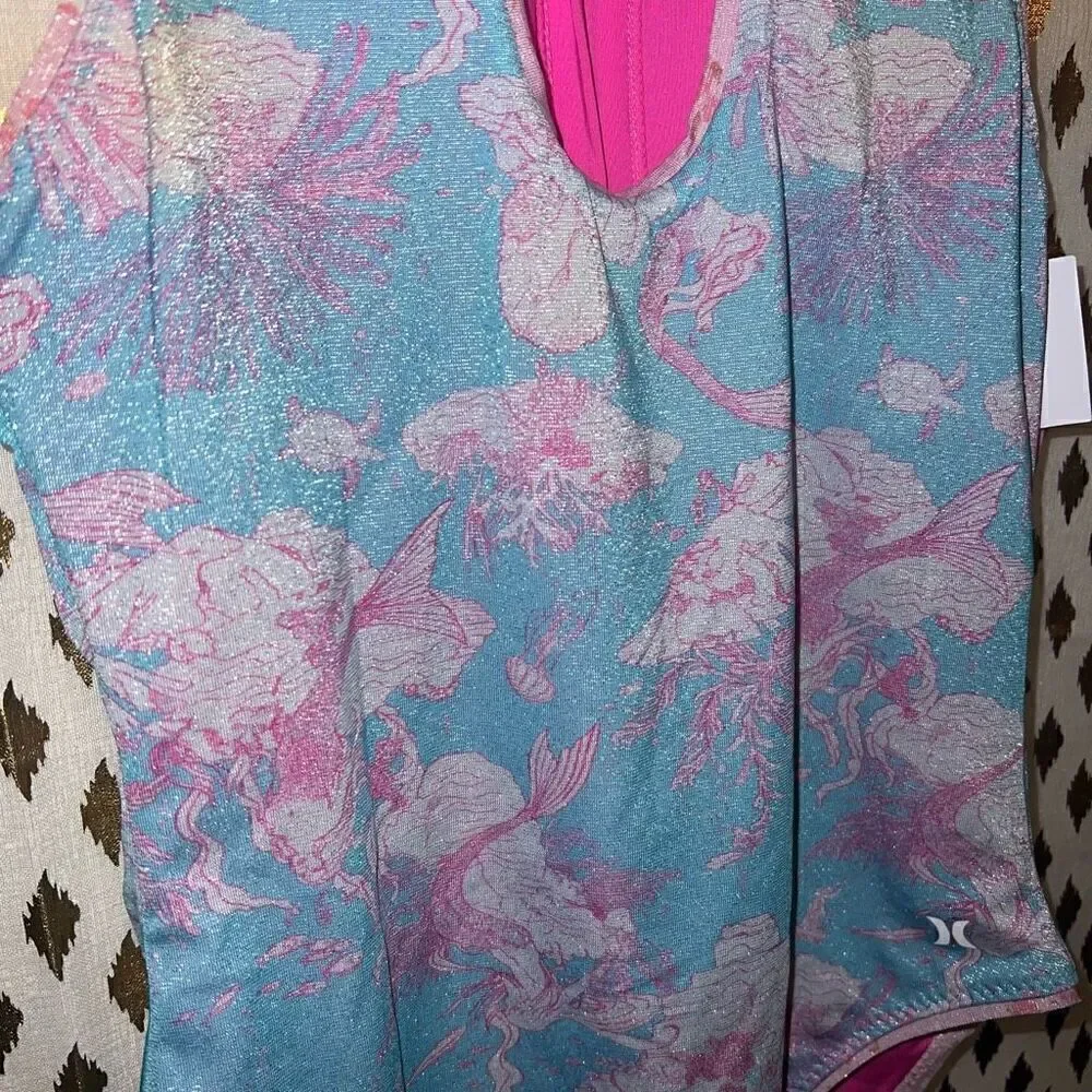 NWT LOVESHACKFANCY X HURLEY - UNDER THE SEA MODERATE COVERAGE ONE PIECE size M